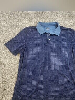 UNTUCKit Sawyer Polo Shirt Mens Size XL Blue Geometric 100% Cotton